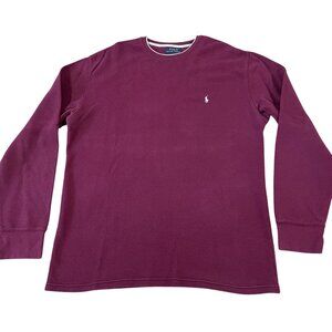 Polo Ralph Lauren Thermal Shirt Men's Size XL Maroon Cotton Waffle Knit 3-Season